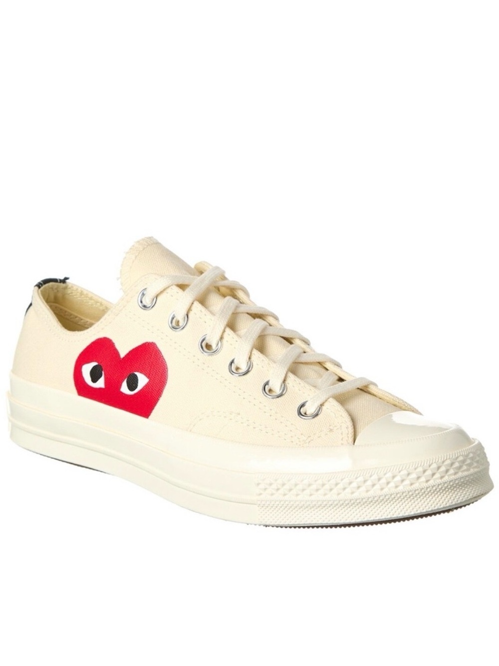 Comme des Garçons PLAY Ivory Low-Top Sneakers with Red Heart